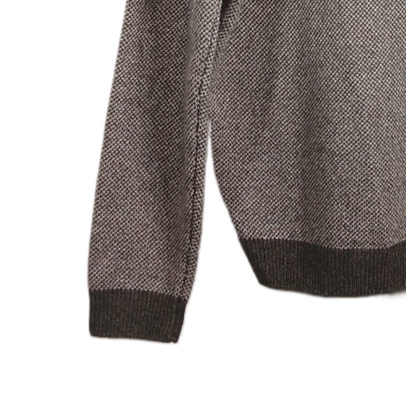 Jos. A. Bank Pullover Sweater Mens Medium Brown Wool Houndstooth Dad Grandpacore - Picture 5 of 5